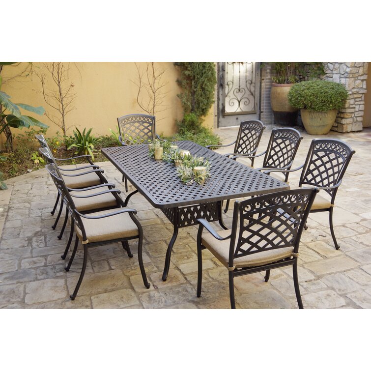 9 Piece Patio Dining Set with Cushions and 42 X 84 Rectangular Dining Table